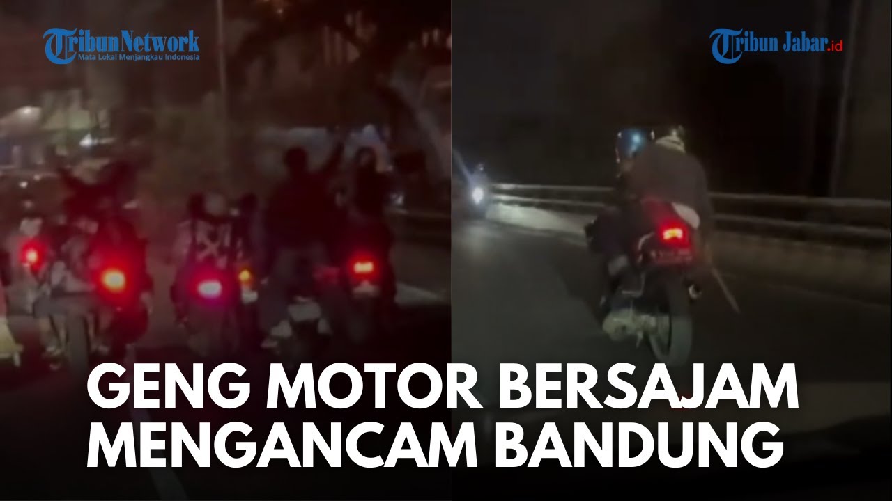 VIRAL GENG MOTOR UGAL-UGALAN! Acungkan Senjata Tajam Konvoi Flyover Kiaracondong Bandung