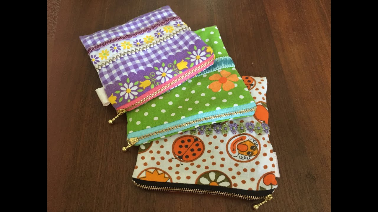 Diy 簡単裏布付きファスナーポーチの作り方 How To Sew Zipper Pouch Youtube