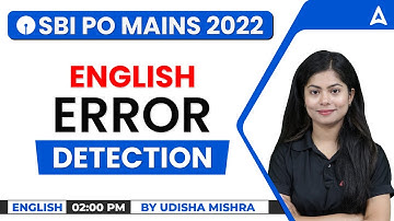 SBI PO Mains 2022 English |  ERROR DETECTION  | English by Udisha Mishra