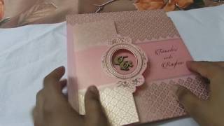 Wedding Invitation in Rose Pink Shimmer Die Casting Monogram - LOTUS CARD STUDIO