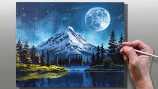 How to Paint Moonlight Landscape / StepbyStep Acrylic Painting / Correa Art