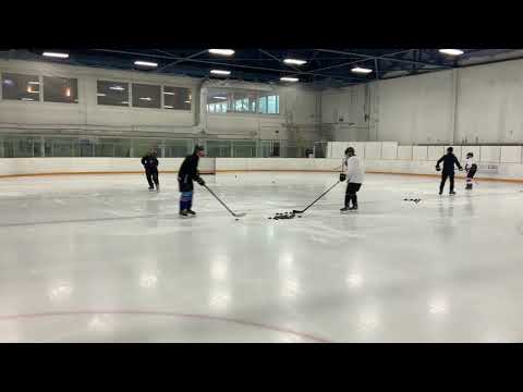 Minor hockey drill - simple east west passing and shooting progressions