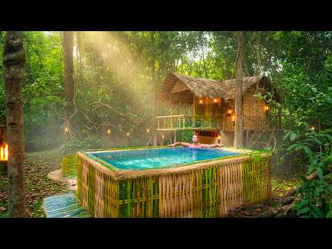 I Built the Most Beautiful Bamboo Swimming Pool in the Jungle! 🌴💦