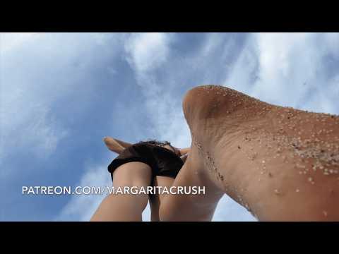 Giantess Tosses Tiny Man as He Worships Her Feet