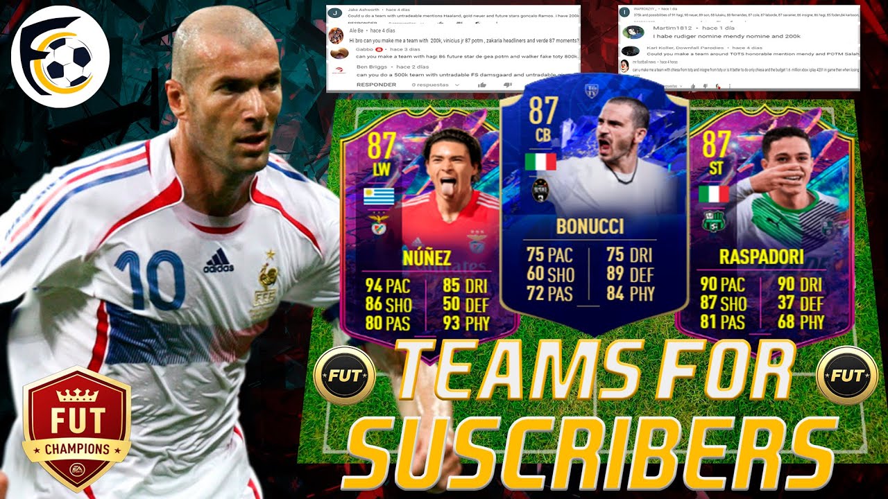 FIFA 22 BEST TEAMS FOR SUBSCRIBERS! 100K 200K 300K 400K 500K 800K 1M 2M