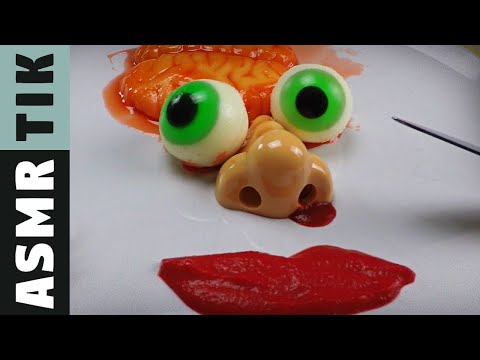 ASMR Eating BRAINS, EYEBALLS , NOSE | Kluna Tik Style | mukbang for Halloween Dinner