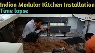 How a Semi-modular kitchen is installed II  Innotech, lift up, SS basket etc. G Shape KitchenI