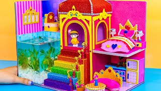 How To Make Beautiful Mini Castle with Princess Bedroom, Aquarium from Cardboard❤DIY Mini House