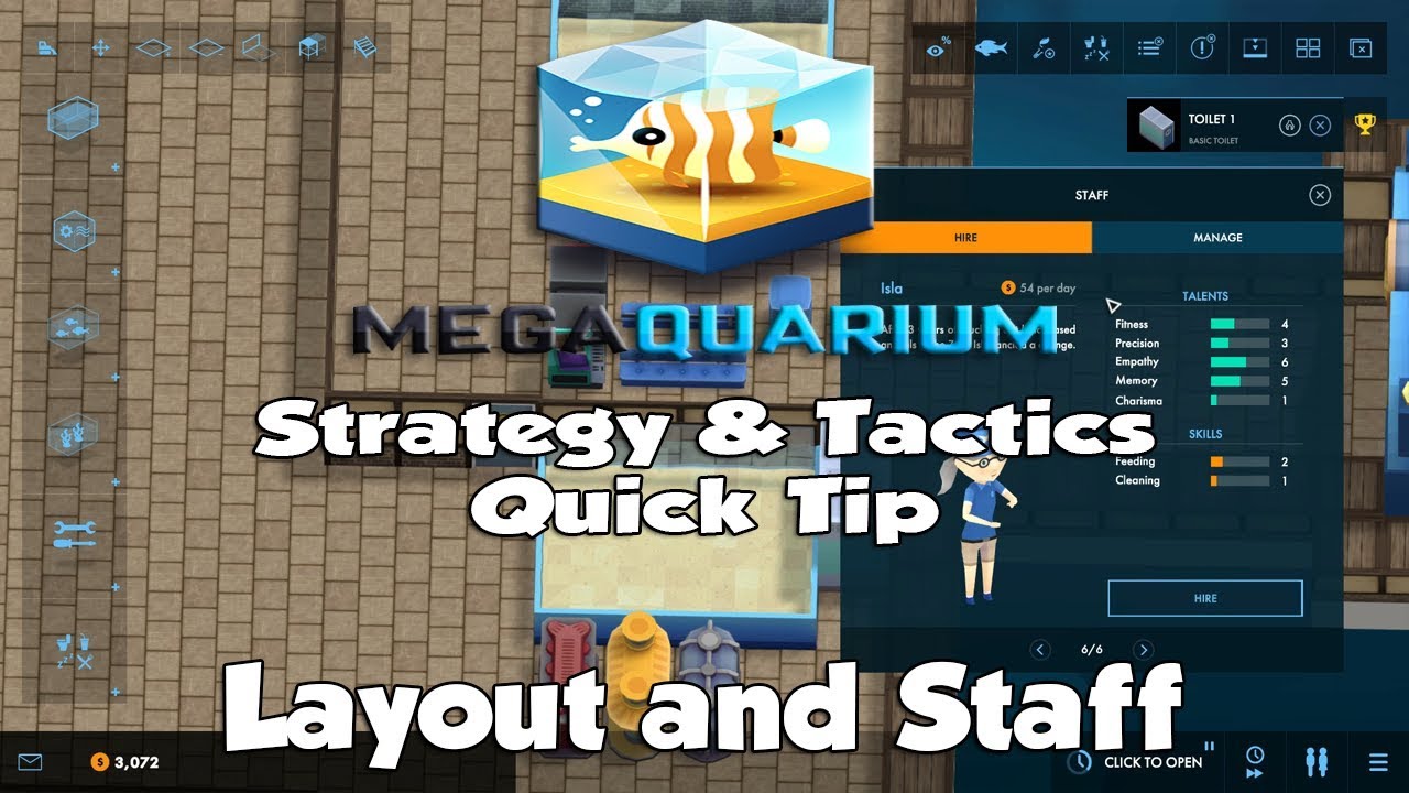 Megaquarium Strategy Tactics Quick Tip Layout And Staff Youtube