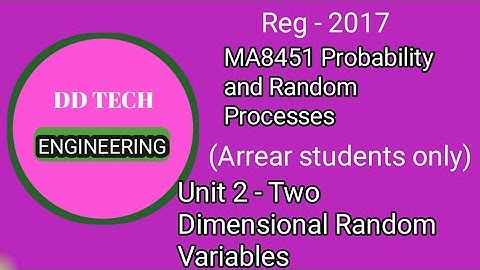 MA8451 PRP Unit-2  Two Dimensional Random Variables