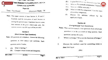 BCA 5TH SEM COMPUTER NETWORK BCA 2024 | CSJMU