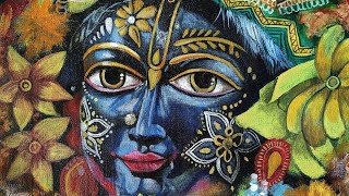 Lord Krishna on canvas Acrylic painting | how to draw shreekrishna | Krishna painting drawing screenshot 1