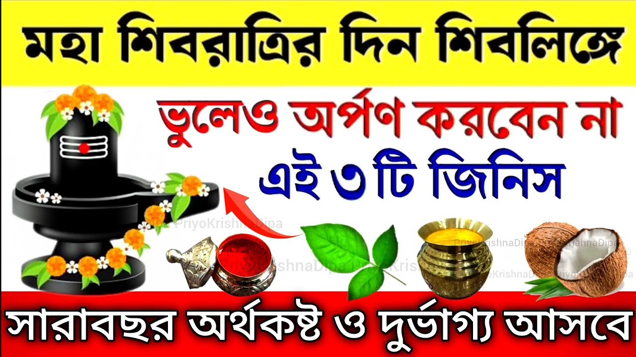 মহা শিবরাত্রির দিন ভুলেও এই ৩টি জিনিস শিবলিঙ্গে অর্পণ করবেন না। Shivaratri 2026 