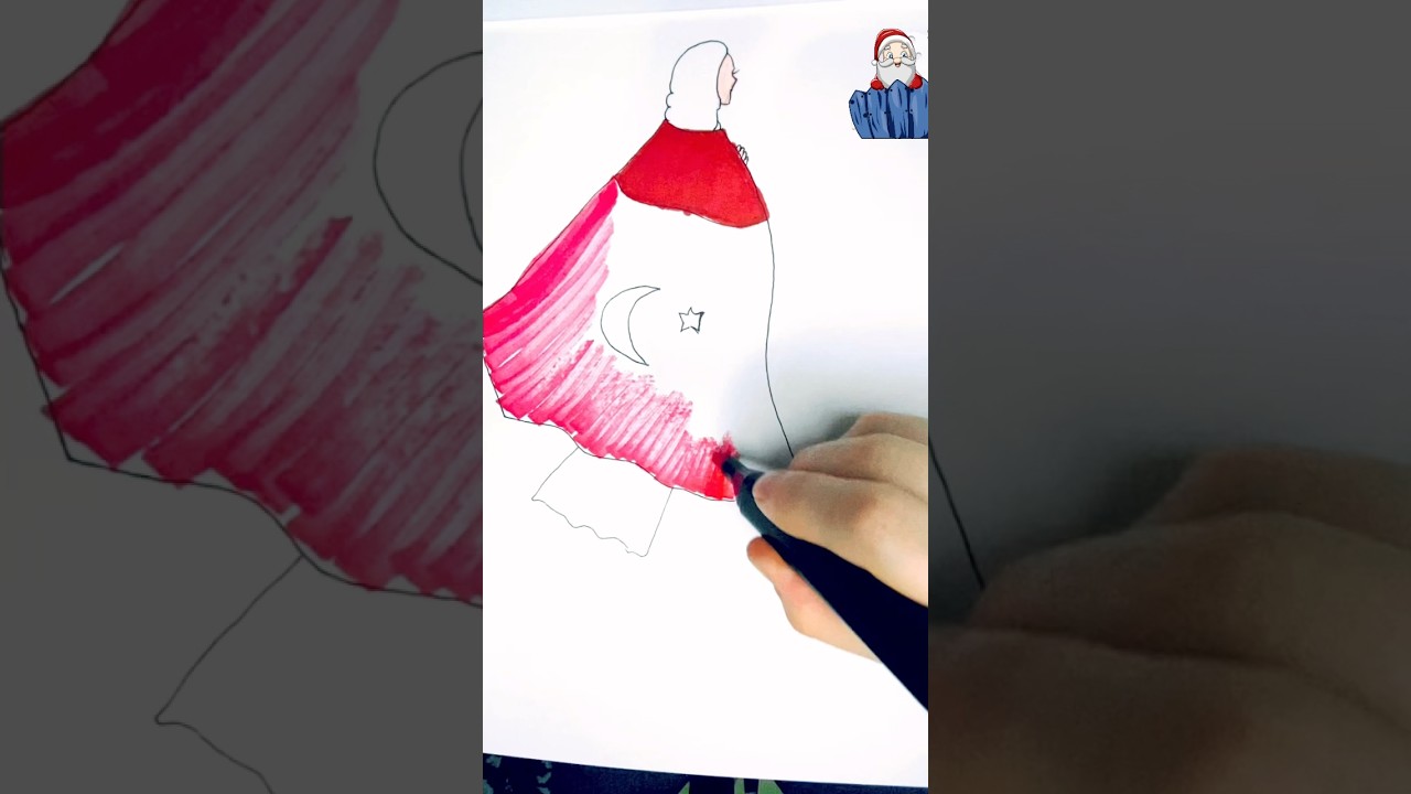 How to draw a girl with Turkey 🇹🇷 flag in easy way 