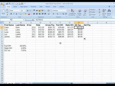 Excel 2007/Excel 2010 - absolute and relative references
