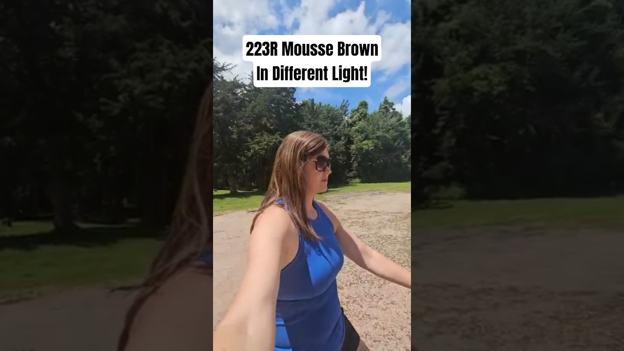 Обзор цвета накладных волос! 223R Mousse Brown при разном уличном освещении! | UniWigs Airy Elegance