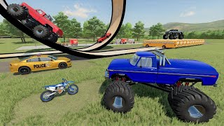 Stuntman jumps Monster Truck on dangerous ramp | Farming Simulator 22 screenshot 5