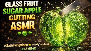 4K Glass Fruit ASMR 🍏 Hyper Realistic Sugar Apple Cutting