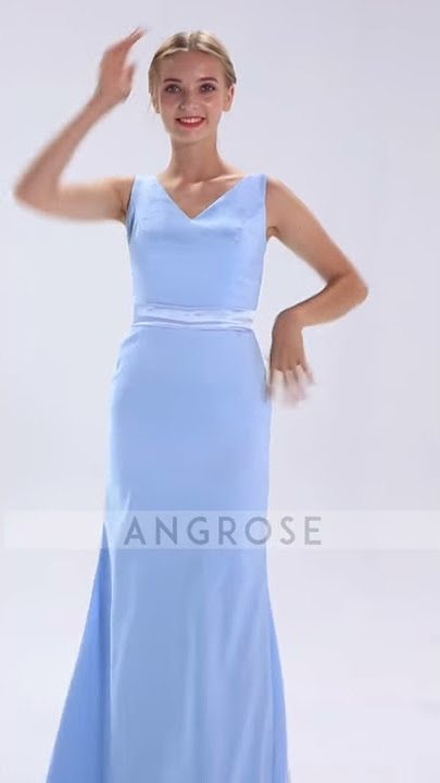 Long V Neck Satin Dress with Open Back  AG1909451