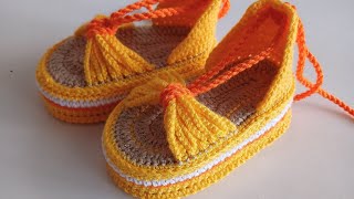 🌞 Dolgu Topuklu Bebek Sandaleti Yapımı | Şık ve Kolay Tığ İşi Sandalet Modeli