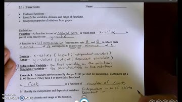 Lesson 2.1 Functions Video #1