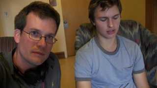 q with ansel elgort and mike birbiglia from the fault in our stars movie set