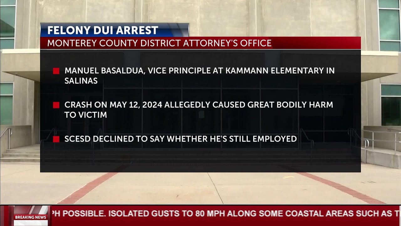 A Salinas vice principal charged with DUI; Monterey County District Attorney’s Office