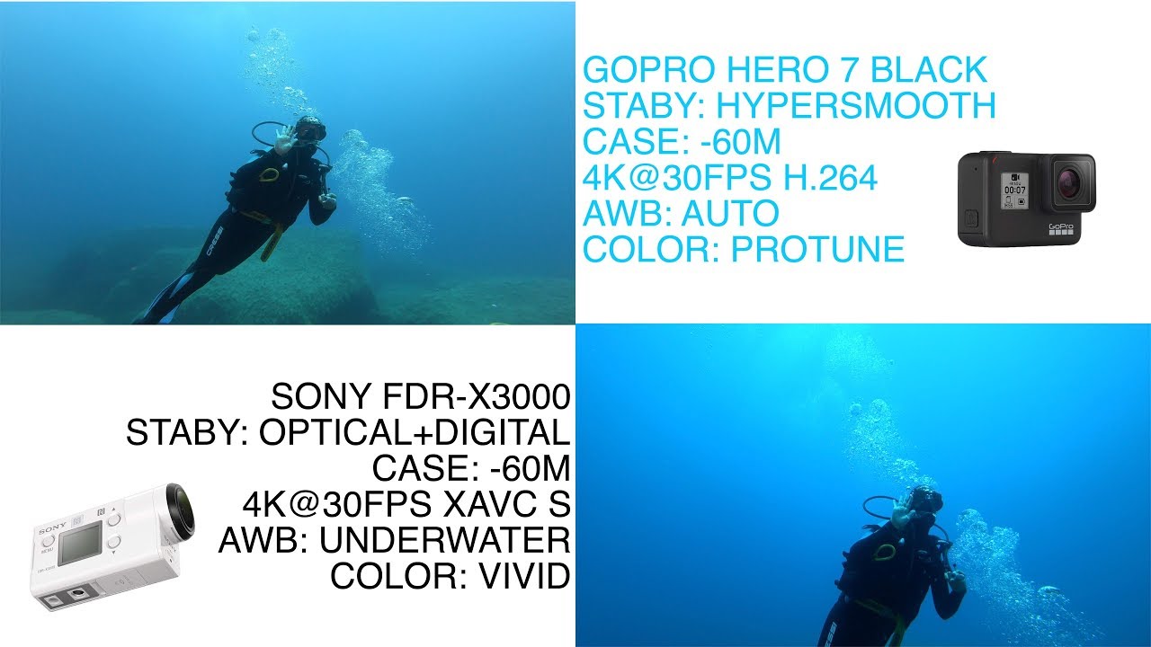 Gopro Hero 7 Black Vs Sony Fdr X3000 Underwater Youtube