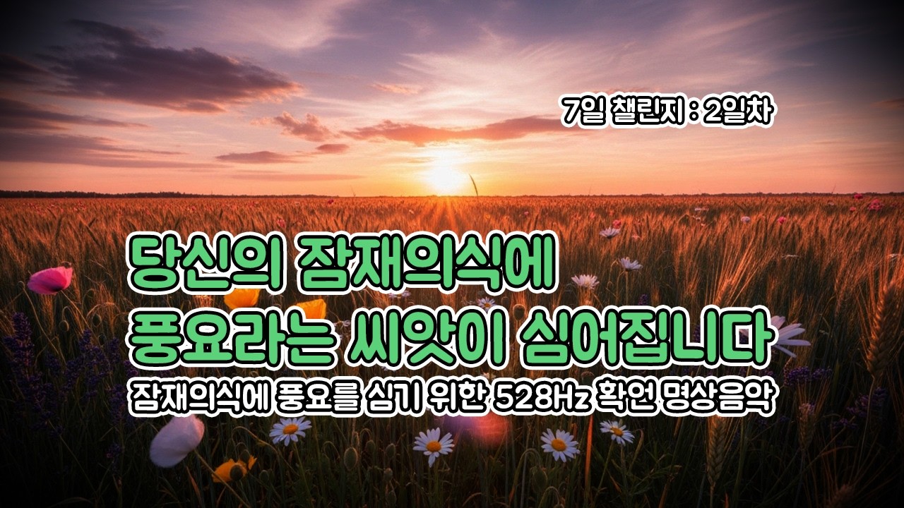 [7일 챌린지 : 2일차] 계속 틀어두세요. 당신의 잠재의식에 풍요라는 씨앗이 심어집니다.