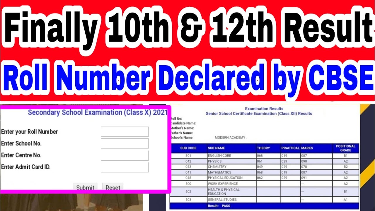 Finally 10th & 12th RESULT Roll No. DECLARED - Check Now 2021 - CBSE