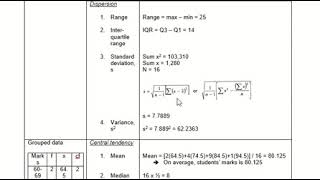 Revision Chapter 2b QMT181 - Describing quantitative data
