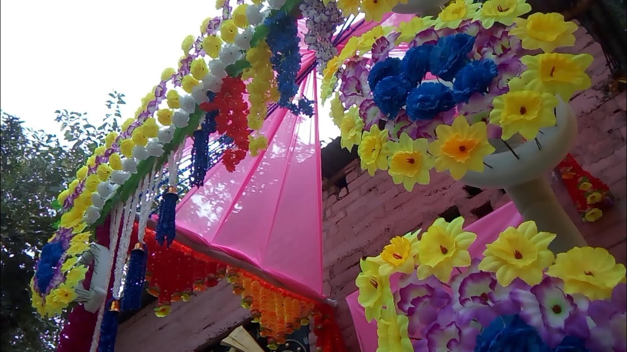 Puja pandal decoration idea/Beautiful flower stage decoration/Mandop sajawat