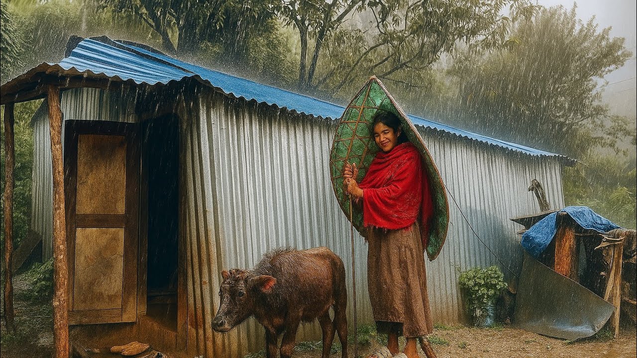 Very Dangerous Rainfall in Nepali Mountains Village | How To Survive Villagers Heavy Rainy Time