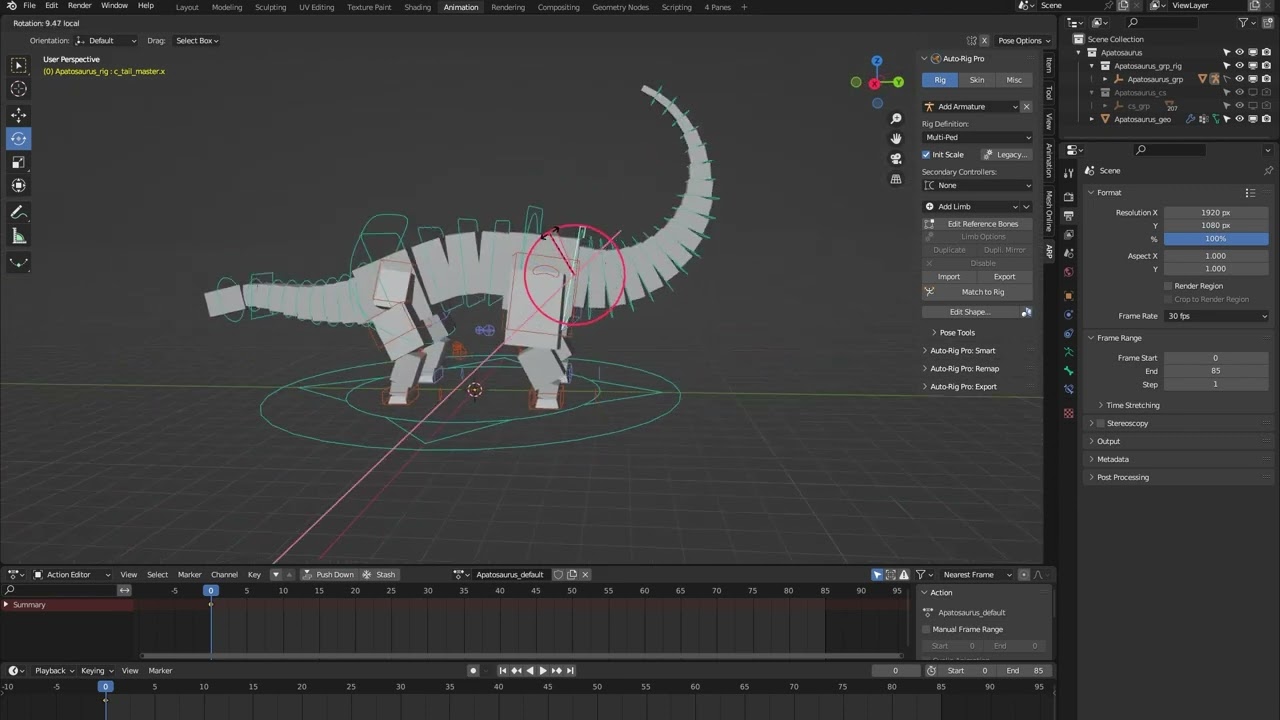Apatosaurus Blender Rig | Auto-Rig Pro: Rig Library