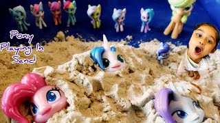 My little Pony Playing Kinetic Sand| #Mylittlepony Pinkipie Applejack #kineticsand #pretendplay #mlp