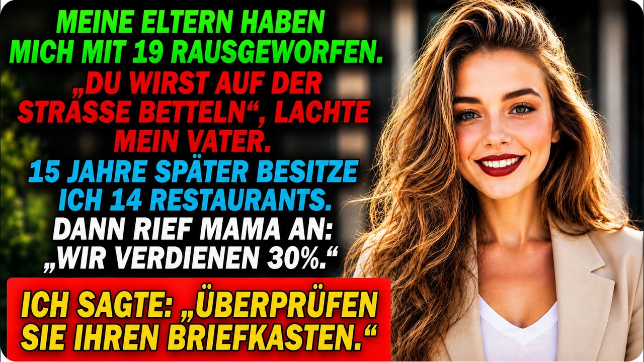 Meine Mutter rief mich nach fünfzehn Jahren zum ersten Mal an – nicht um sich zu entschuldigen, sondern um dreißig Prozent von meinen vierzehn Restaurants zu fordern. Dieselbe Frau, die mich mit...