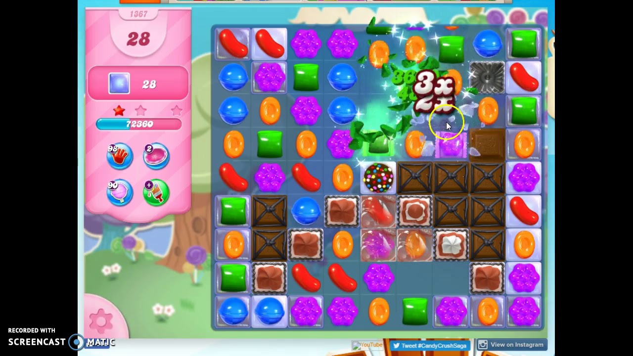 Candy Crush Level 1367 Audio Talkthrough, 3 Stars 0 Boosters