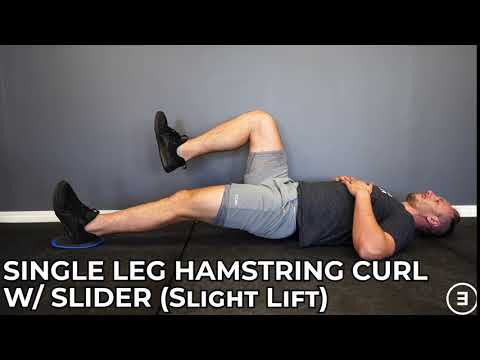 Single Leg Hamstring Curl with Slider (Slight Lift)