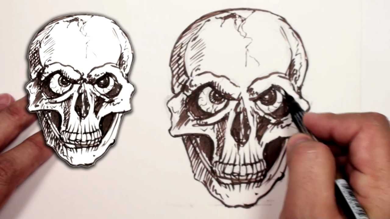 how to draw a evil skull