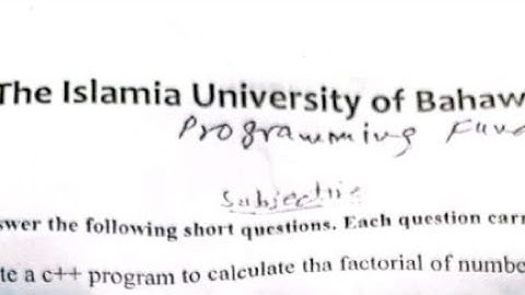 Programming Fundamental Past Paper ADP IUB 2024-2028  | first semester IUB ADP PAST PAPER