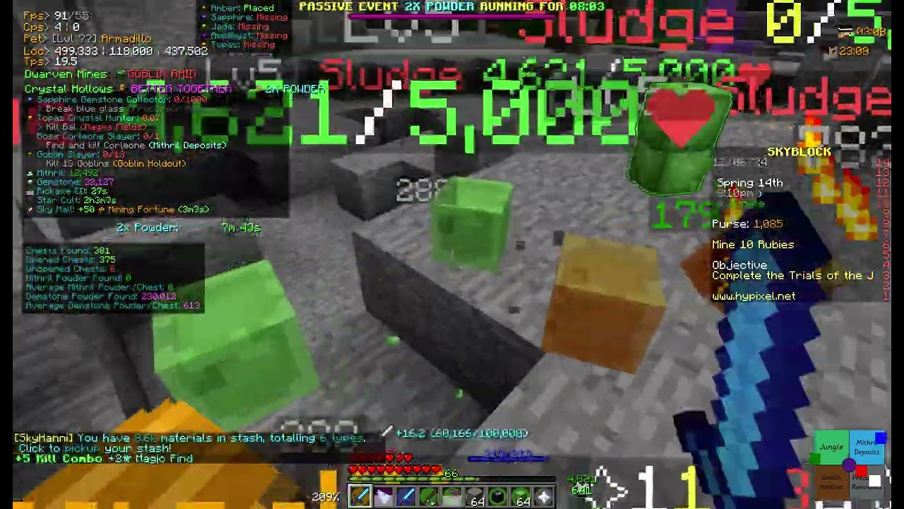 Hypixel Skyblock 153: Key Guardian 2, Thyst 1-3, Sb Lv 53, CH