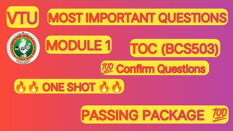 VTU 5th Sem TOC | Module 1 Most Important Questions | Finite Automata |Exam Oriented Revision|BCS503