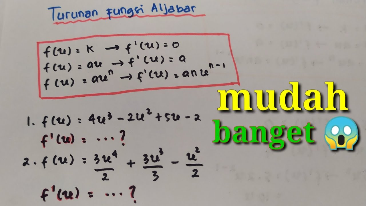 Turunan Fungsi Aljabar Kelas 12 Youtube