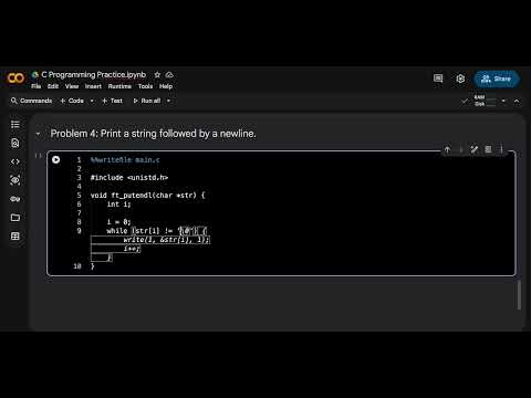 C Programming #4: Print a string followed by a newline.