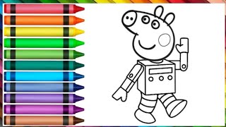 Drawing Peppa Pig Step By Step | Drawing and coloring for kids 🐷🐷🤖 🤖 @supereasydrawings