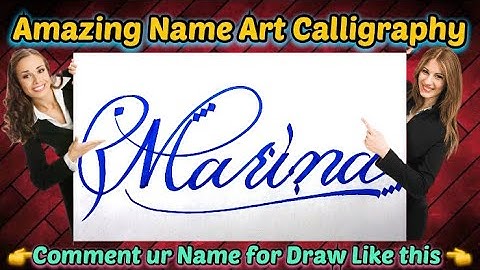 Marina Name Signature Calligraphy Status | How to Draw, Cursive Calligraphy with Cut Marker