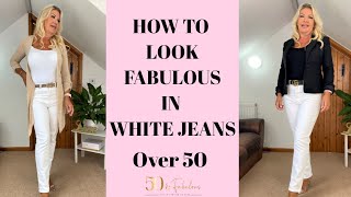 Video) Classic Fashion Over 40/Beige and White Jeans Outfit With a