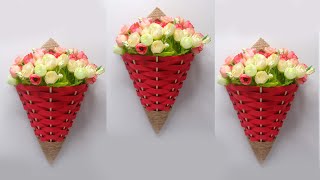 Wall Hanging Flower Vase with Bamboo Sticks and Cardboard | Vas Gantung Handmade