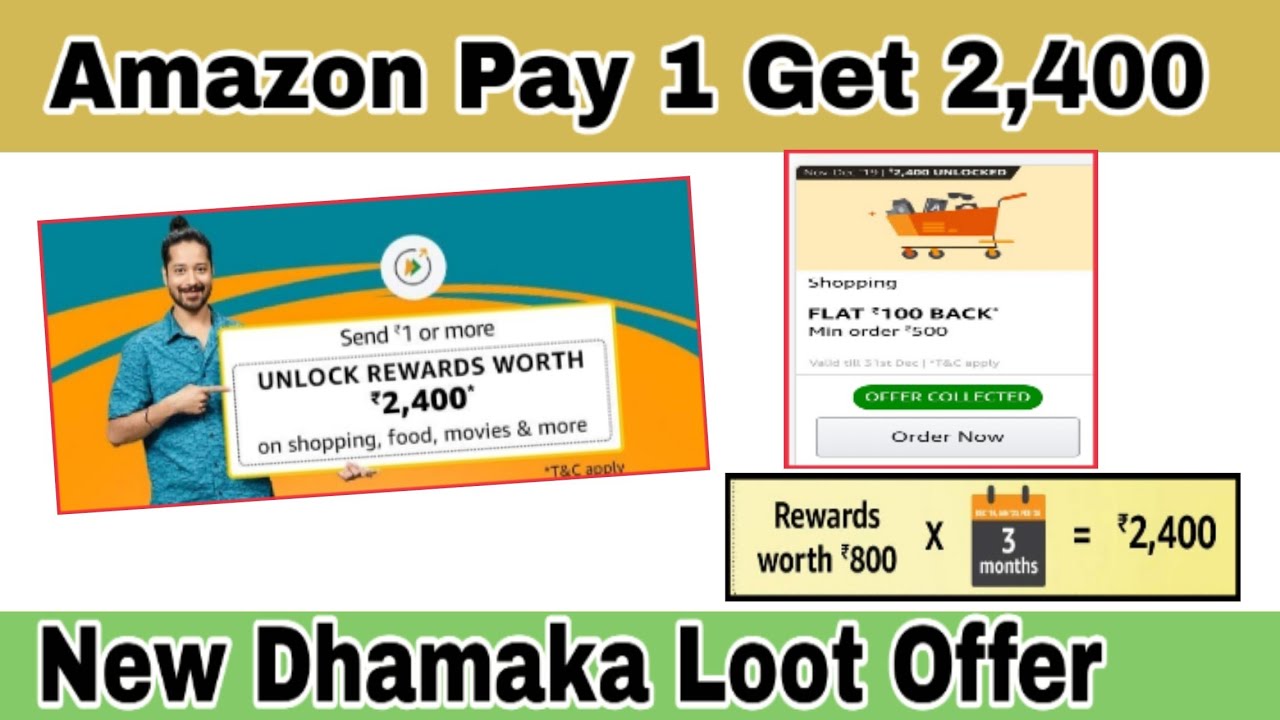 Amazon Pay ₹1 get ₹2400 cashback || Amazon New Upi Offers || New Free Shoping Offers
