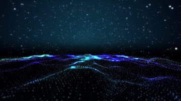 Visualization of a wave of blue and purple lights.
